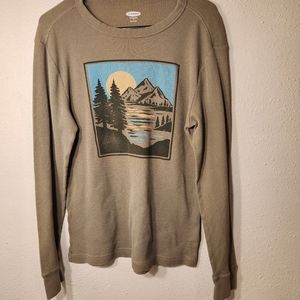 Old Navy Men's Thermal Medium Long Sleeve Grey/Green